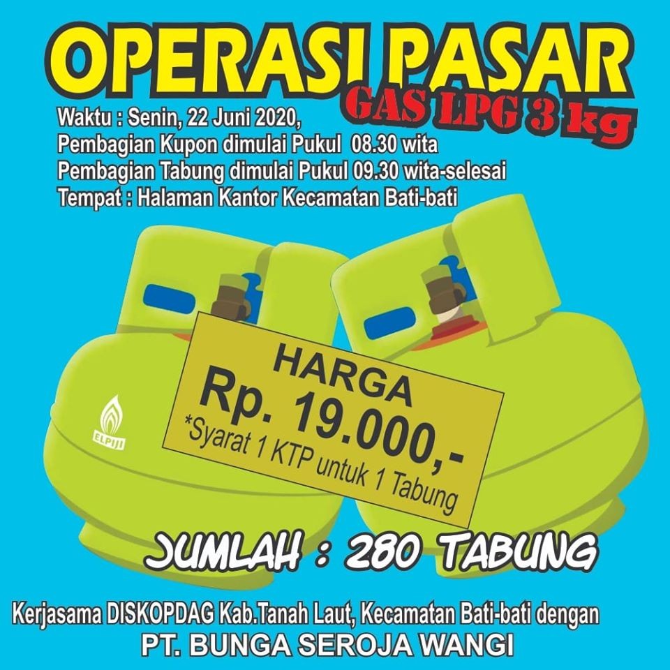 OPERASI PASAR GAS LPG 3KG, HALAMAN KANTOR KECAMATAN BATI BATI SENIN, 22 JUNI 2020