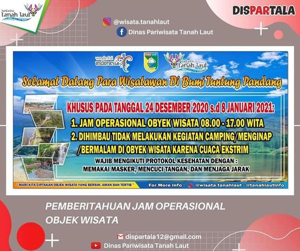 MENUJU AKHIR TAHUN OBJEK WISATA TANAH LAUT TETAP DIBUKA DENGAN BATASAN